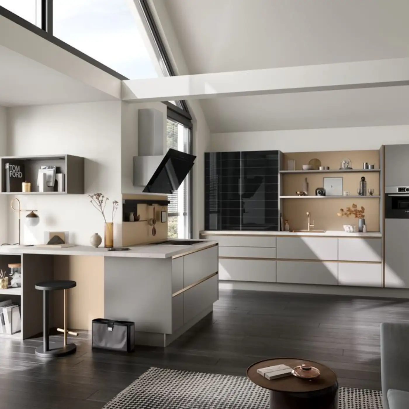 küchenhersteller-häcker-küchenzeile-modern-grau-matt-gold