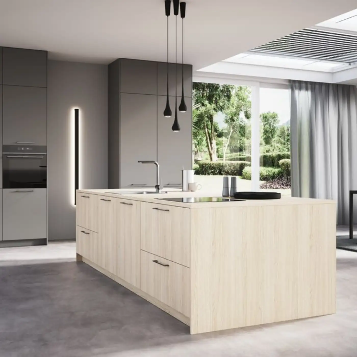 küchenhersteller-haecker-inselkueche-grau-holz-hell