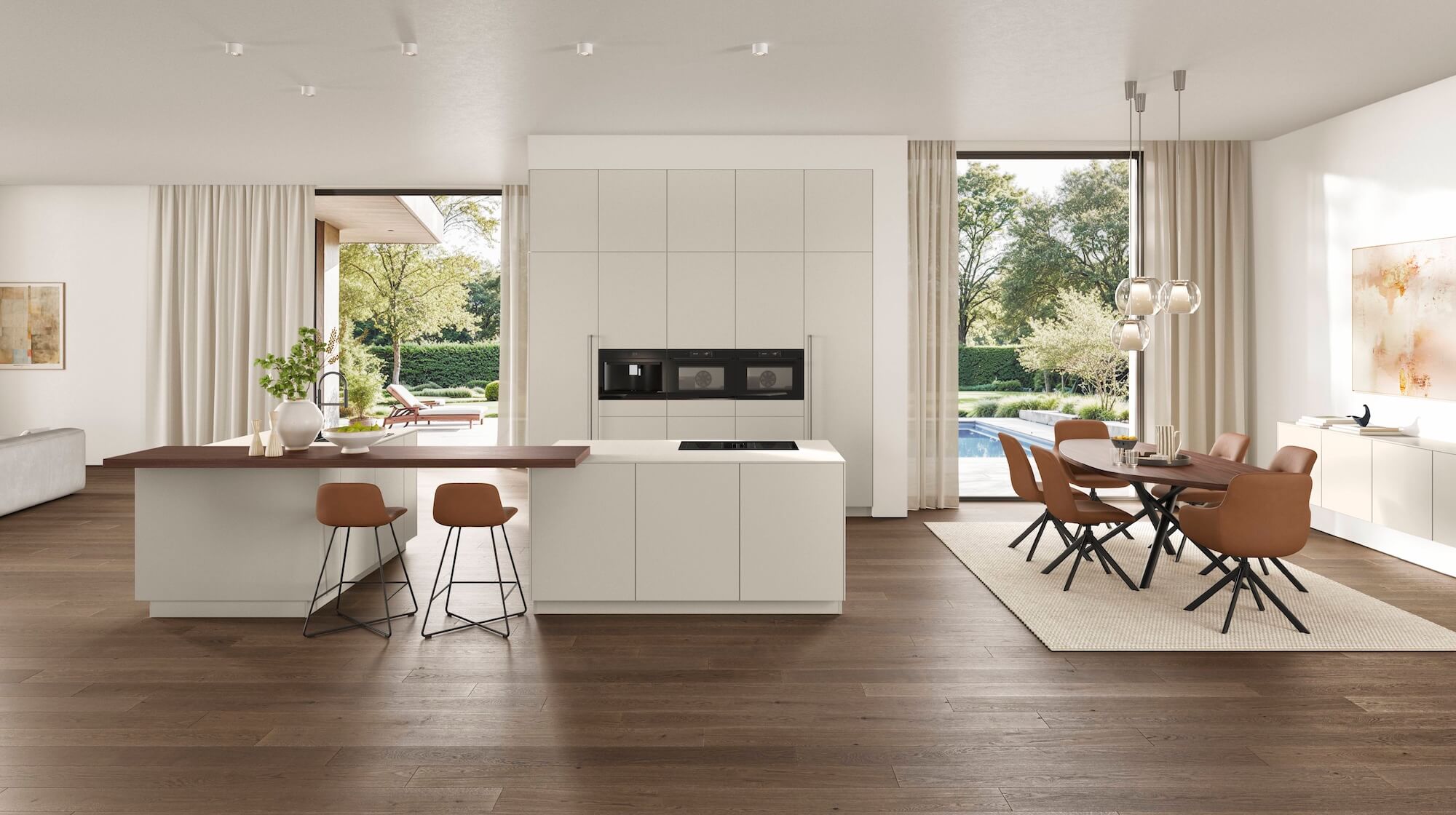 Nobilia-LineOne-Inselkueche-Designstil-Weiss-mit-Tresen