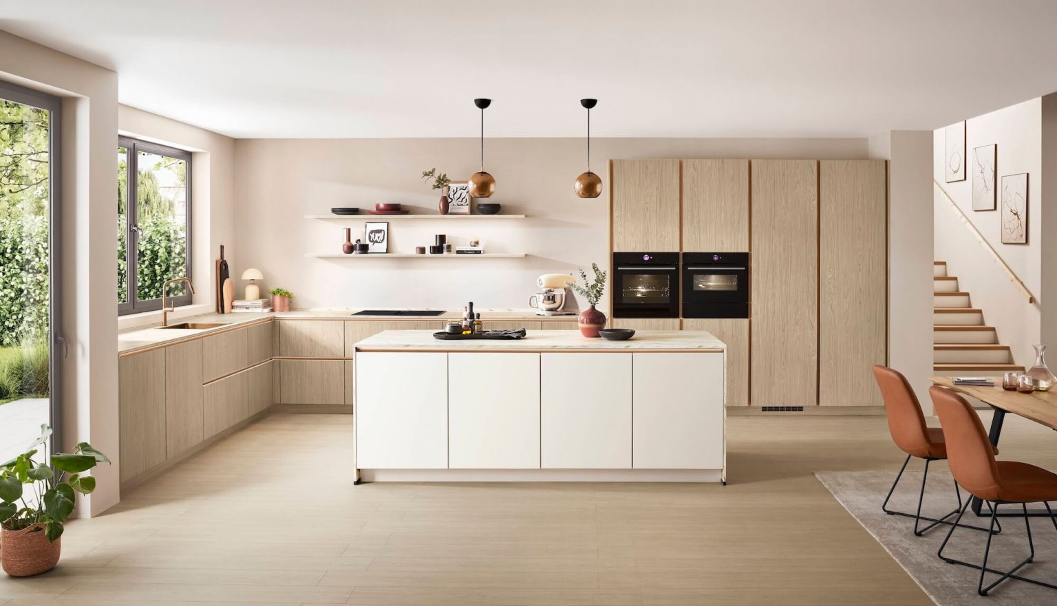 Nobilia Structura Inselkueche Weiss Marmor