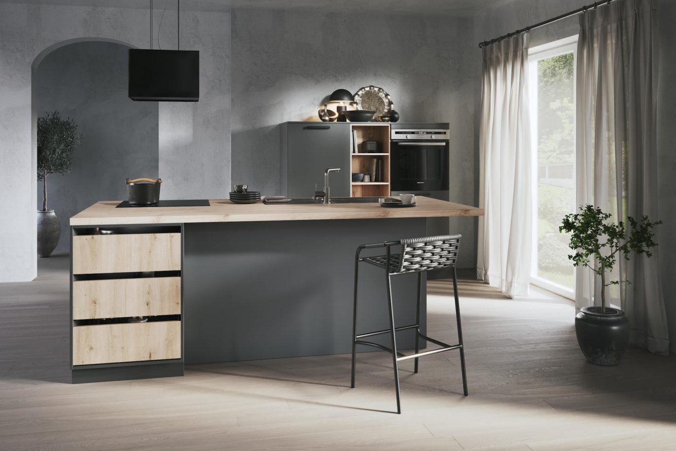 Haecker Inselkueche modern Graphit