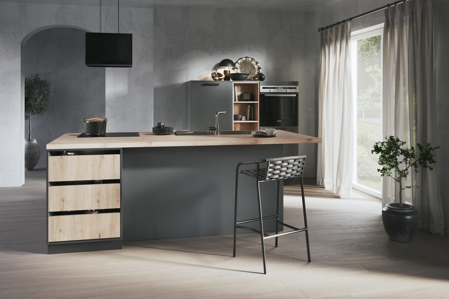 Haecker Inselkueche modern Graphit
